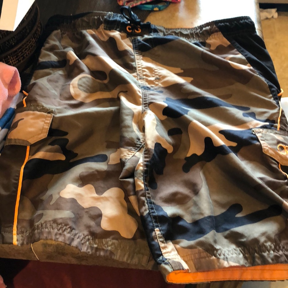 Boys camo swim trunks size L (10-12)